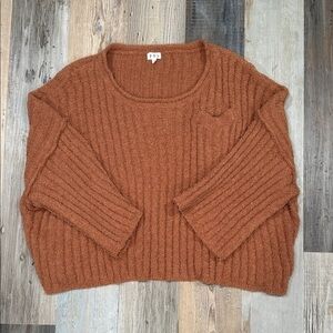 POL Rust Ribbed Crew Neck Sweater